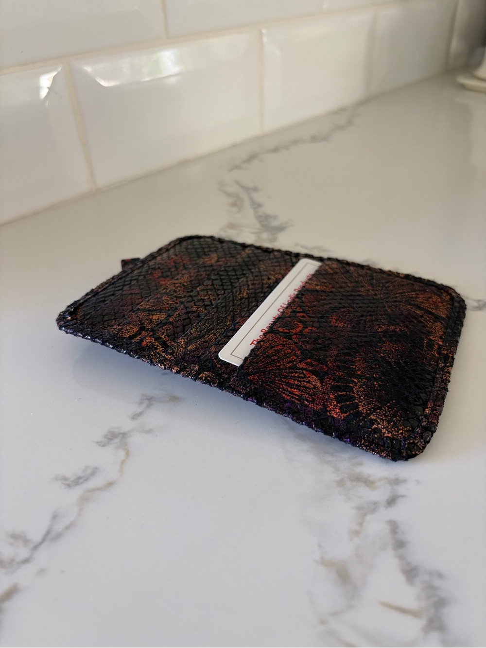 NEW LODIS METALLIC SNAKESKIN LEATHER CARD CASE MINI WALLET CLUTCH RFID - Picture 4 of 14